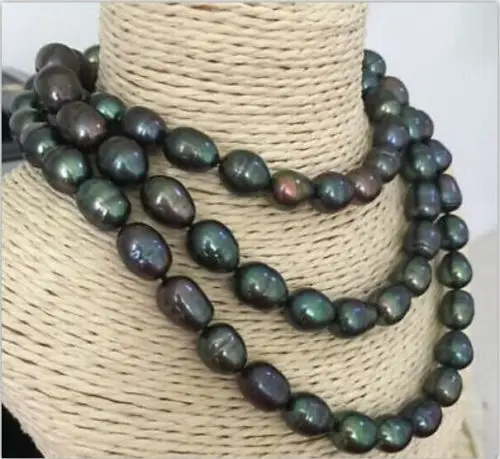 

Free Shipping >>>>> natural 12-13mm south sea black red green pearl necklace 48inch