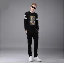 Fall 2018 New Men's Plus Flannel Sanitary Clothes Leisure Sports Suits Printed Hip-hop Suits O-Neck Hoodies Solid Color P Fall 2018 New Men's Plus Flannel Sanitary Clothes Leisure Sports Suits Printed Hip-hop Suits O-Neck Hoodies Solid Color P