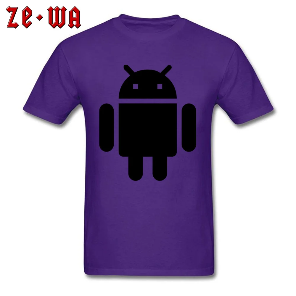 Comics T-Shirt Funny Crew Neck Android Cotton Male Tops T Shirt Classic Short Sleeve Tops Shirts Free Shipping Android purple