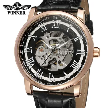 

NEWEST! WINNER WRG8051M3R5 the most popular design with rose gold color case black dial with silver color numbers gift box