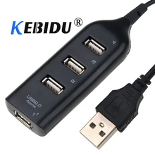 Kebidu USB 2,0 Высокое Скорость 4 Порты и разъёмы разветвитель адаптер для портативных ПК компьютер Тетрадь для Windows Vista/XP/2000 98 FE06