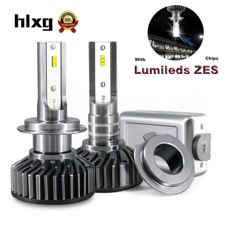 HLXG 2 шт. H1 H4 H11 H7 LED Лампа с Lumileds ZES Chips 12000LM для автомобильных фар авто лампада свет 9005