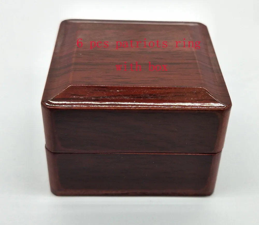 

6 pcs /sets new england football RING with DISPLAY BOX Honor ring customization high school ring
