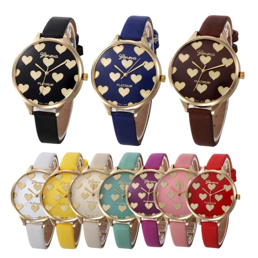 Женские часы горячая мода PU кожаные женские часы на ремешке повседневные кварцевые наручные часы с сердечком Reloj Mujer Relogio Feminino