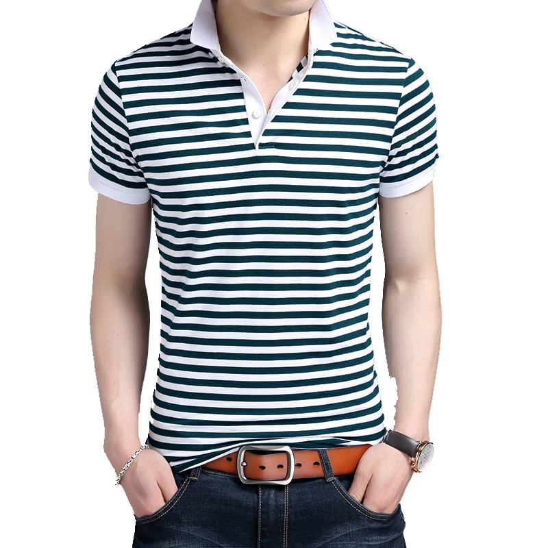BROWON New Arrival Casual Summer 2018 Me's Short Sleeve T-shirt Turn-down Collar Contrast Color Striped Pullover Mens Clothing BROWON New Arrival Casual Summer 2018 Me's Short Sleeve T-shirt Turn-down Collar Contrast Color Striped Pullover Mens Clothing