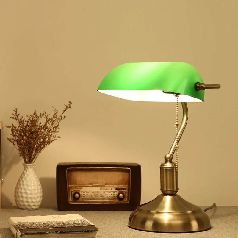 Antieke Bronzen Bureaulampen Tafellamp Kantoor Leeslamp Groen Glas Verstelbare Verlichting Slaapkamer - AliExpress Licht verlichting
