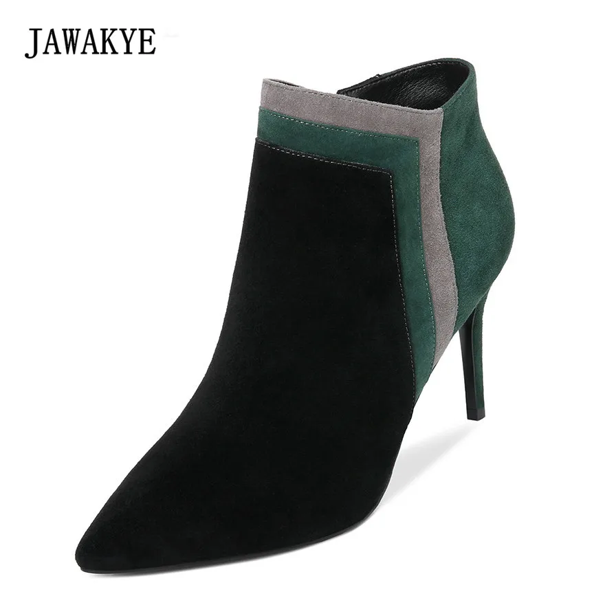 Schwarz Spitze Zehe Stiletto Gürtel Mode High Heels Martin Stiefeletten Damen Kurzstiefel Schwarz Spitze Zehe Stiletto Gürtel Mode High Heels Martin Stiefeletten Damen Kurzstiefel