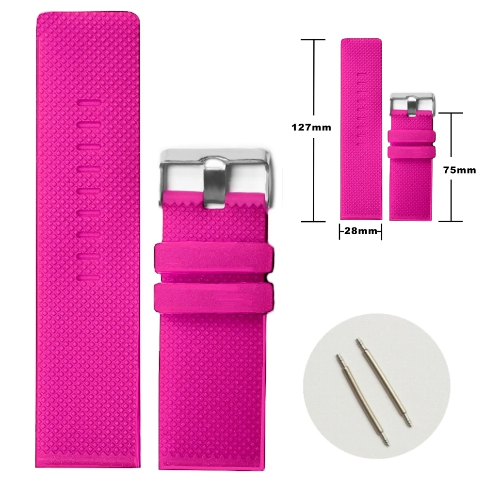 28mm Charm Magenta Color Silicone Jelly Rubber Ladies Watch Band Straps ...