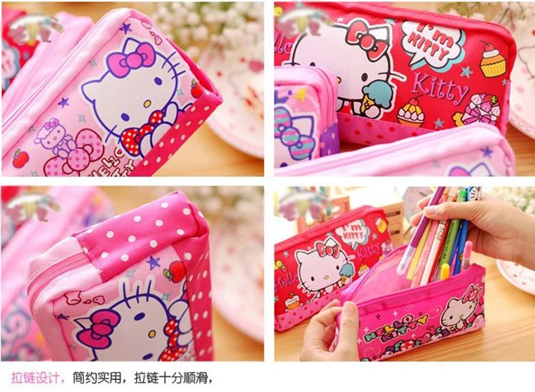 Каваи из мультфильма Hello Kitty холщовая женская косметичка для девочек детей милый