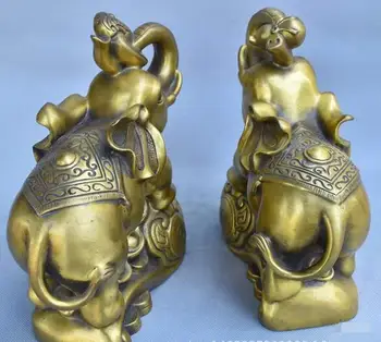 

China Folk Pure Copper Bronze Feng Shui Lucky Peace And Security Elephant Pair