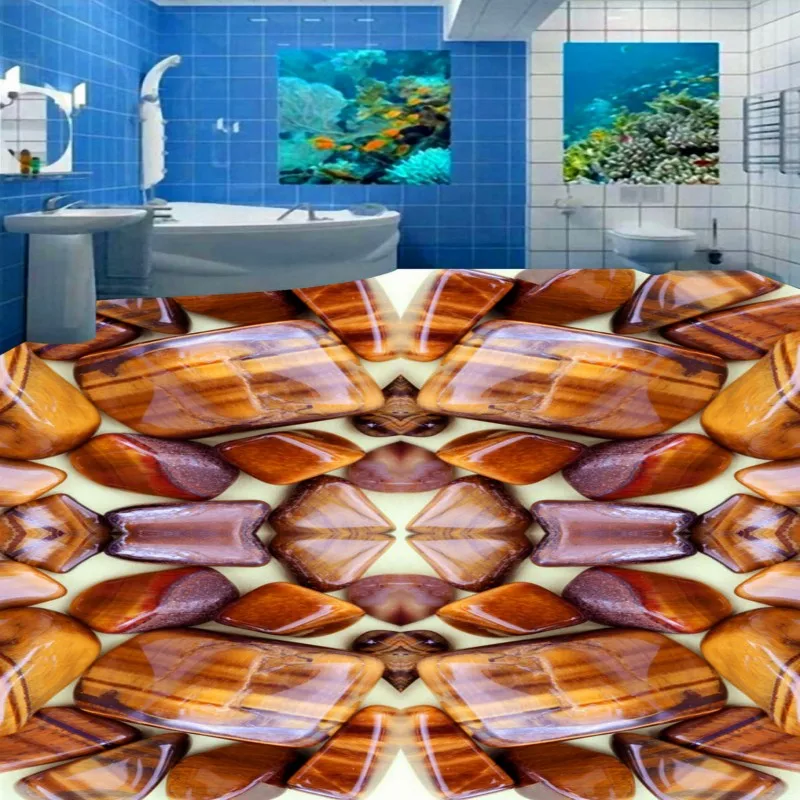 

Free Shipping Pebble Puzzle Jade Texture 3D stereo Self-adhesive floor stickers living room bathroom hotel hall wallpaper mural