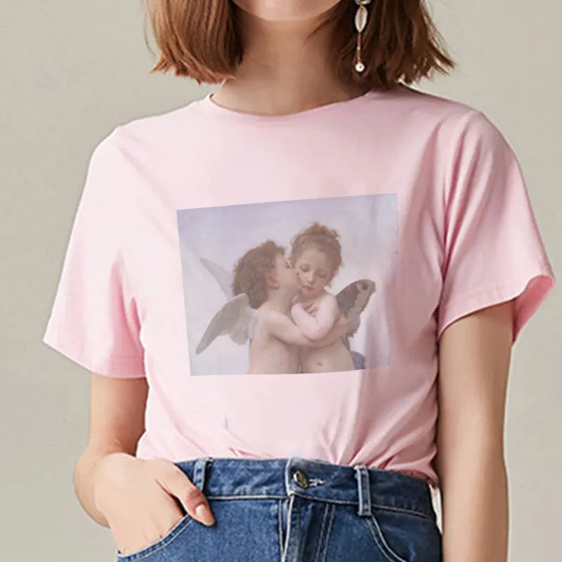 Ангельская рубашка Harajuku Kawaii забавная футболка 90s винтажная уличная с коротким