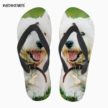 

INSTANTARTS Men Cute Pet Dog Home Shoes West Highland White Terrier Print Man Summer Rubber Beach Slippers Boy Hombre Flip-flops
