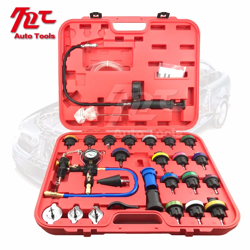 28pcs Universal Radiator Pressure Tester Kit Cooling System Tester Water Tank Leakage Tester Water Tank Leakage Tester