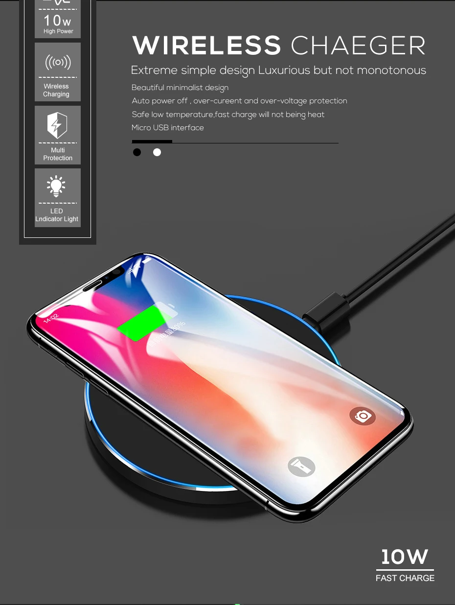 FDGAO QI 10 Вт Быстрое беспроводное зарядное устройство для iPhone 11 Pro XS Max XR X QC 3,0 Быстрая зарядка для samsung S10 S9 Note 9 USB зарядное устройство