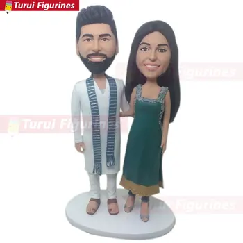 

Indian Traditional Outfit Personalized Wedding Cake Topper Bobble Head Clay Figurine Traditional Indian Wedding Indian Wedding C