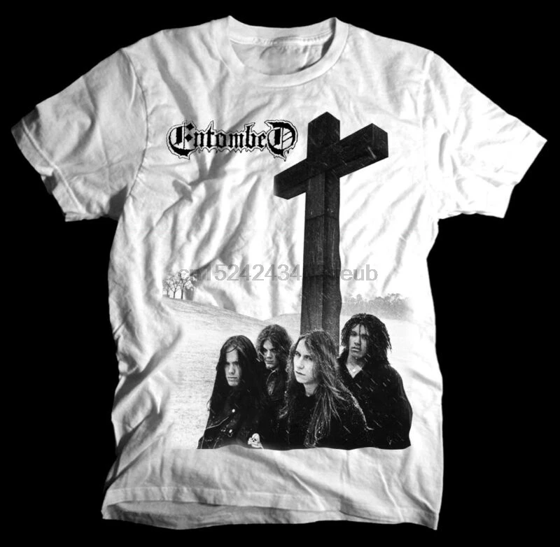 Entombed Band WHITE T SHIRT cotton all sizes S-5XL | Мужская одежда