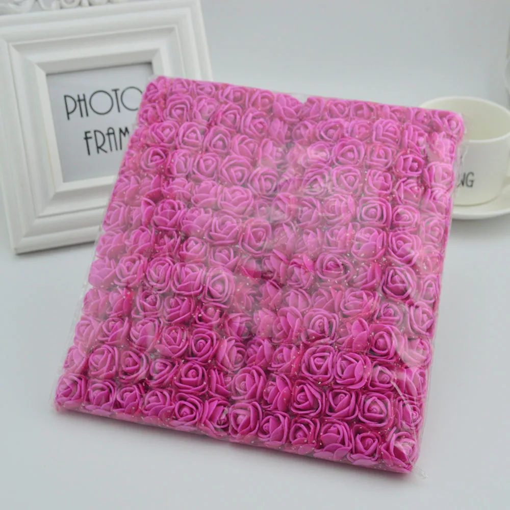 144pcs Artificial MINI Foam Roses Flowers for Home Wedding Decor Christmas Needlework Bride Wreath Gift Box Fake Plants Bouquet
