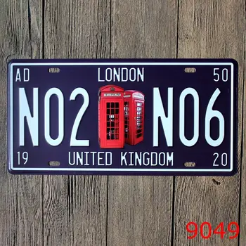 

LONDON TEL BOOTH Printing License Plates Antique Pub Party decor Metal Tin Painting Vintage Tin Signs Painting Bar Decor