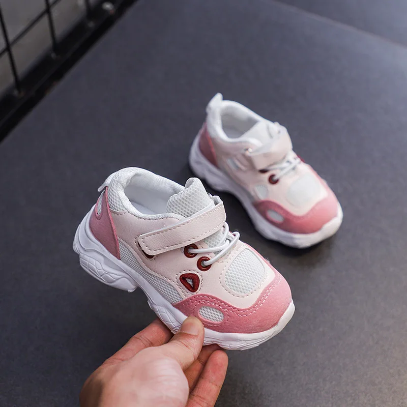 

KissMud 2019 Kids Autumn Sports Shoes New Boys Mesh Breathable Sneakers Baby Girls Fashion Soft Pink Casual Running Shoes