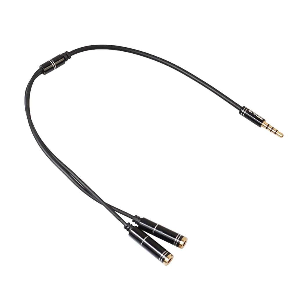 3.5mm Stereo Audio Male to 2 Female Headphone Mic Y Splitter Cable Adapter for PC Computer Laptop Smartphone