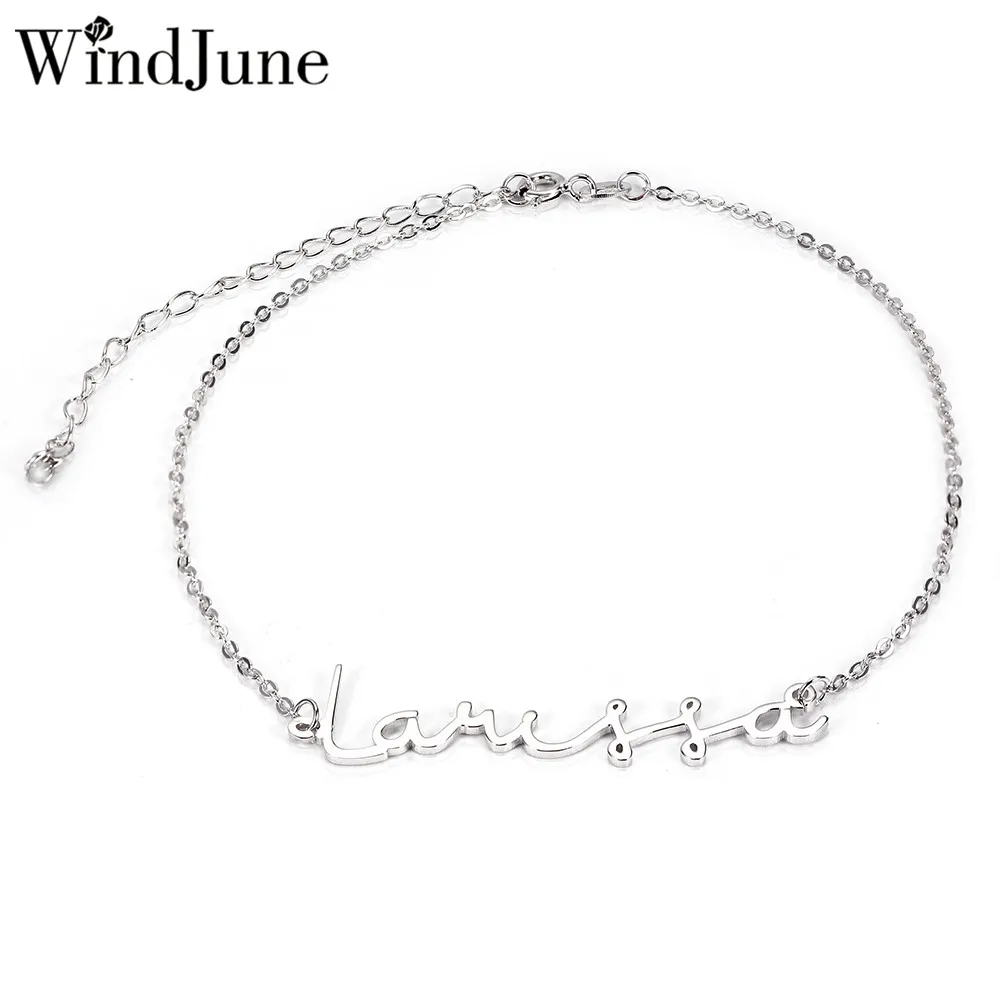 

WindJune Personalized Name Bracelet Women Bracelets & Bangles Stainless Steel Name Bracelet Custom Jewelry Gift Dropshipping
