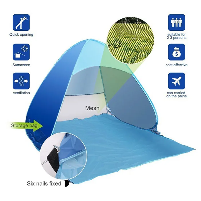 Ship From Russia Ultralight Folding Tent Pop Up Automatic Open Tent Family Tourist Fish Camping Beach Anti-UV Sun Shade