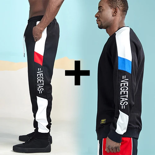 Модный комплект из пуловера и штанов в стиле хип-хоп; Спортивный костюм для активного отдыха; спортивные комплекты; толстовки для бегунов; спортивные брюки; Aimpact - Цвет: setsredblue