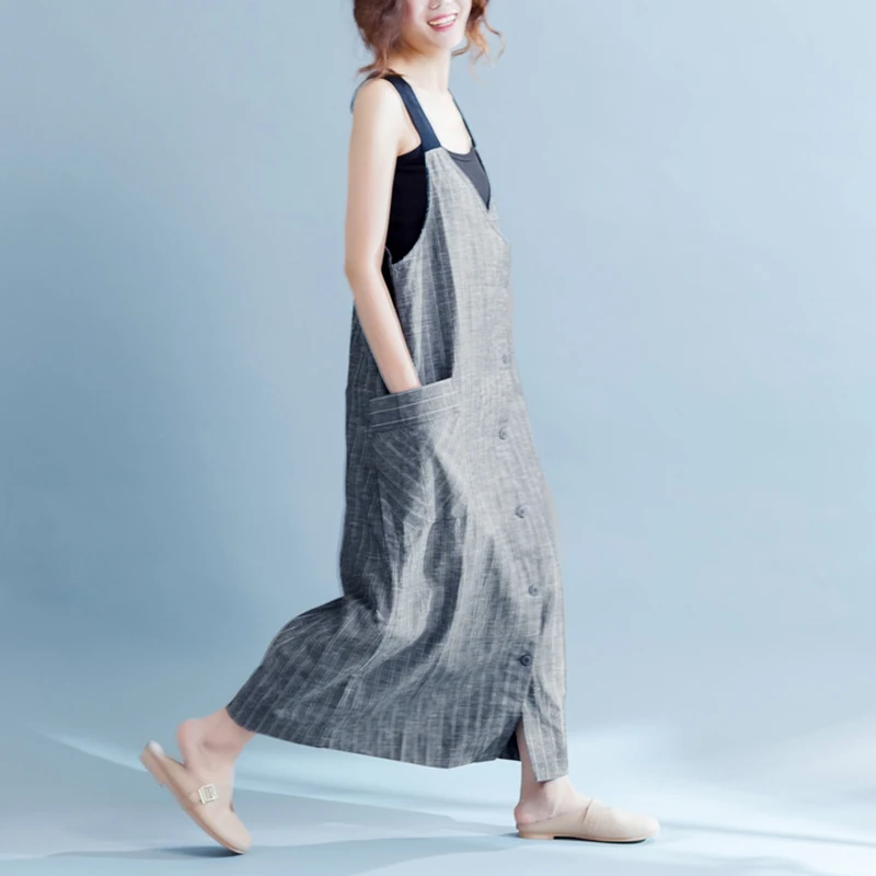 Women Striped Dress 2018 Summer Sexy Strap V Neck Sleeveless Casual Loose Solid Long Maxi Dresses Plus Size Oversized Vestidos Dresses