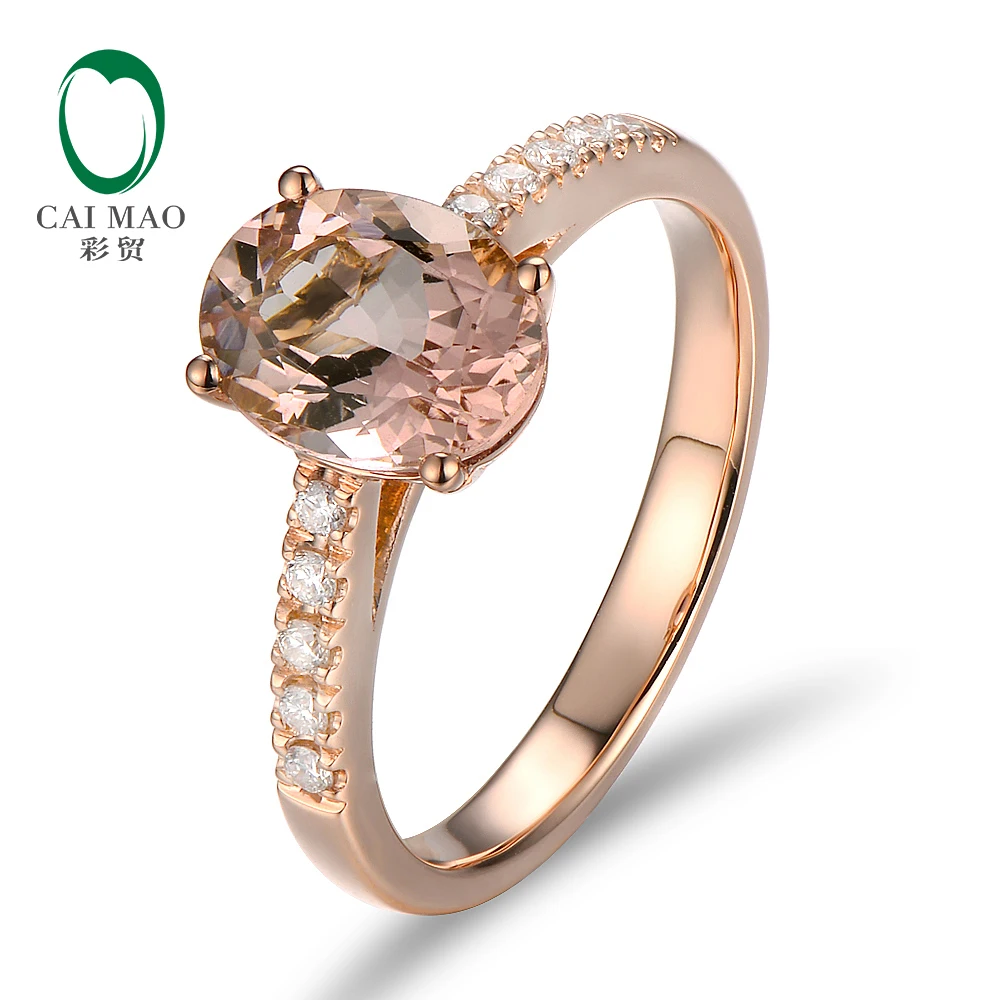 

CaiMao 14KT/585 Rose Gold 0.17ct Round Cut Diamond 1.79ct Natural Morganite Engagement Ring Jewelry