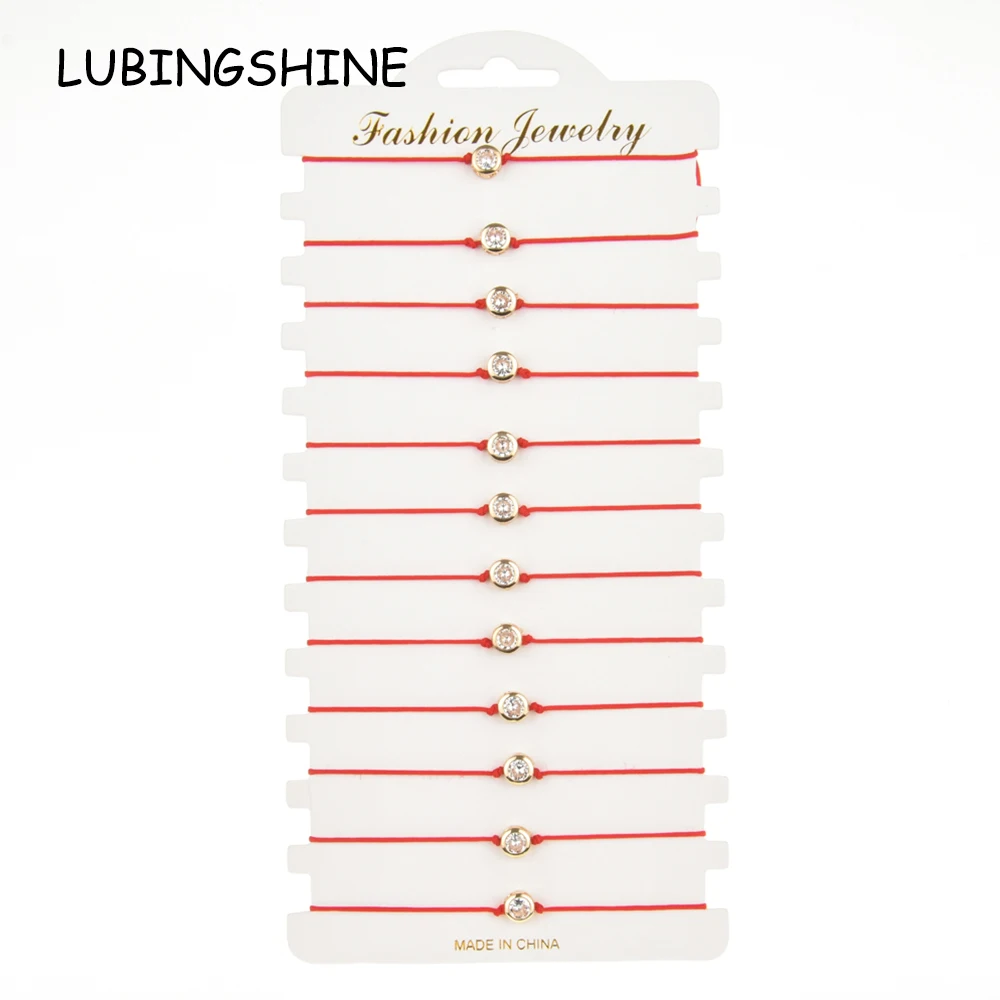 

12pcs/set Round AAA Zircon Charms Bracelet for Women Children Braided Adjustable Lucky Red String Bracelets Jewelry Gift