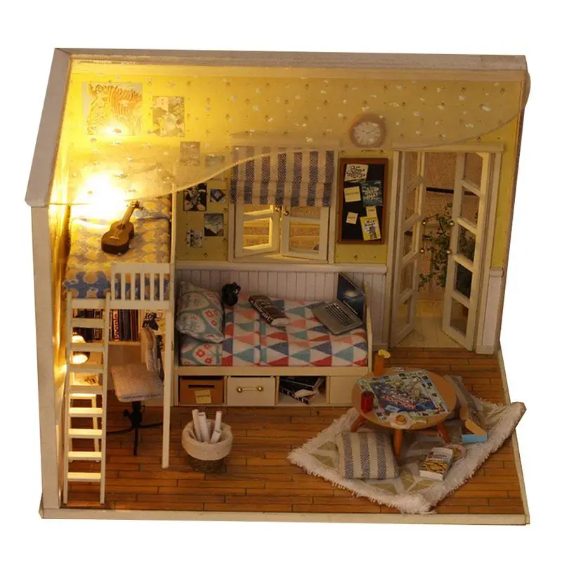 

K-029 Dream Childhood DIY Small Sea View House Wooden Hut Villa Assembly Model Helen Coast Gift Furniture Kid Birthday Girl Gift
