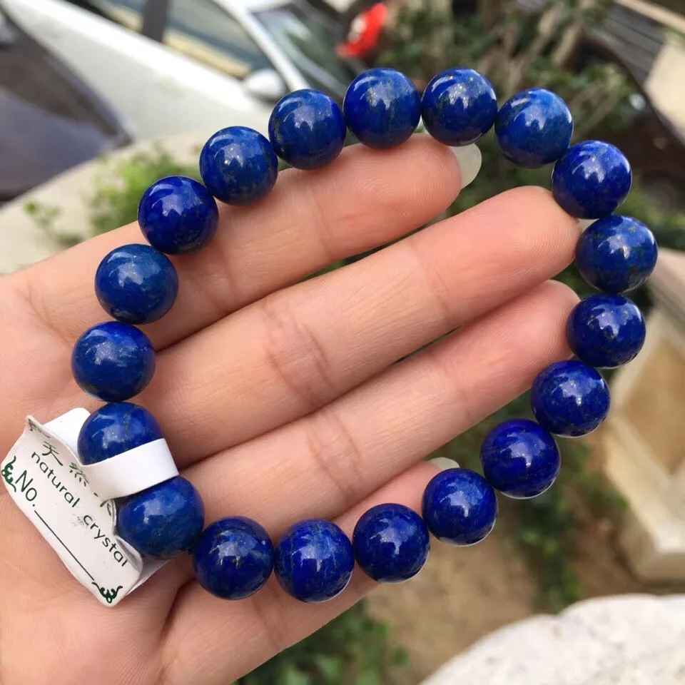 

10.6mm Natural Lapis Lazuli Gemstone Bracelet Round Woman Bless For Woman Female Men Gift Crystal Stretch AAAAA Drop Shipping