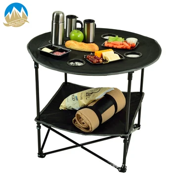 

Outdoor Lightweight Folding Table with Cup Holders support, Portable Camp Table waterproof with carry bag traveling BBQ Hiking