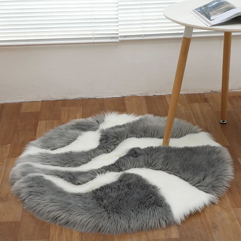 تقليد الموضة سجادة صوف كرسي كنبة مكتب السرير سجاد من الفراء الدافئة سميكة غرفة المعيشة غسل اليد سجادة رخيصة جديد جولة الحصير DT-51
