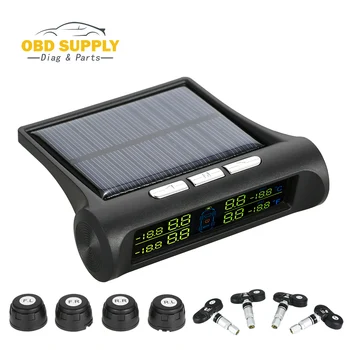 

Car Security System TPMS Toool Solar TPMS Car Tire Tyre Pressure Alarm Monitor System Display 4 Internal / External Sensor