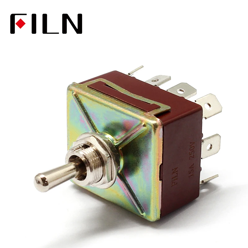 ONOFFON 3 Positions 12 Pins Self-lock Toggle Switch 4PDT 15A 250VAC (5)
