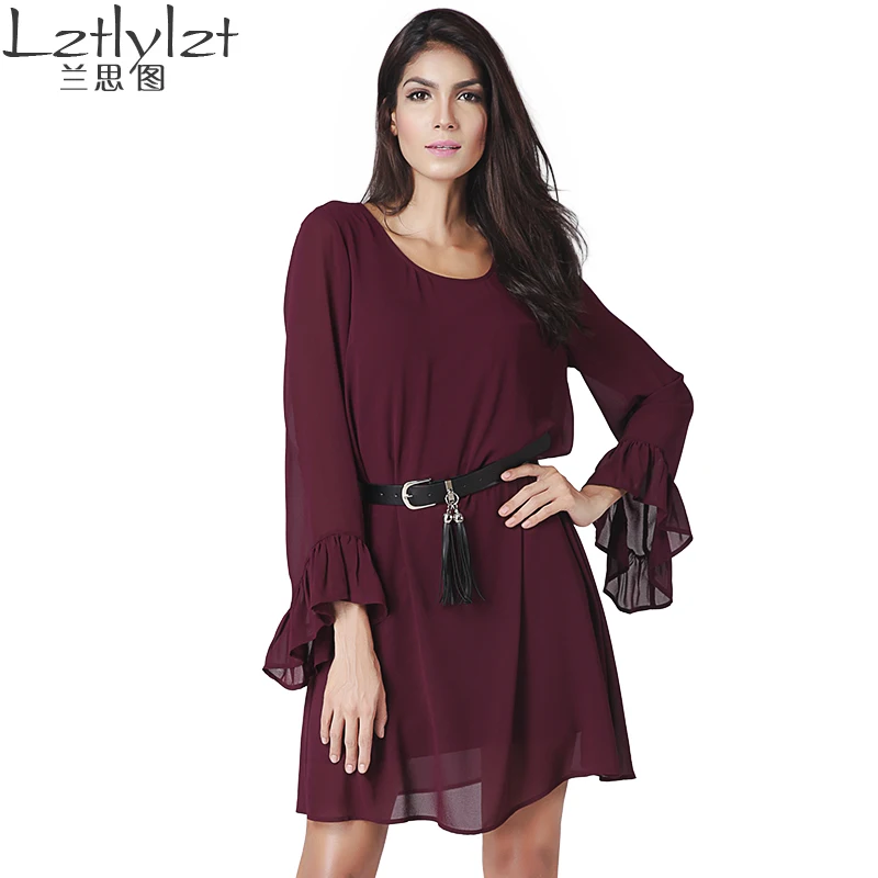 Леди Платья Краткое Тип Pattern Пояса Украшения Информация Свободно Шифон Материал