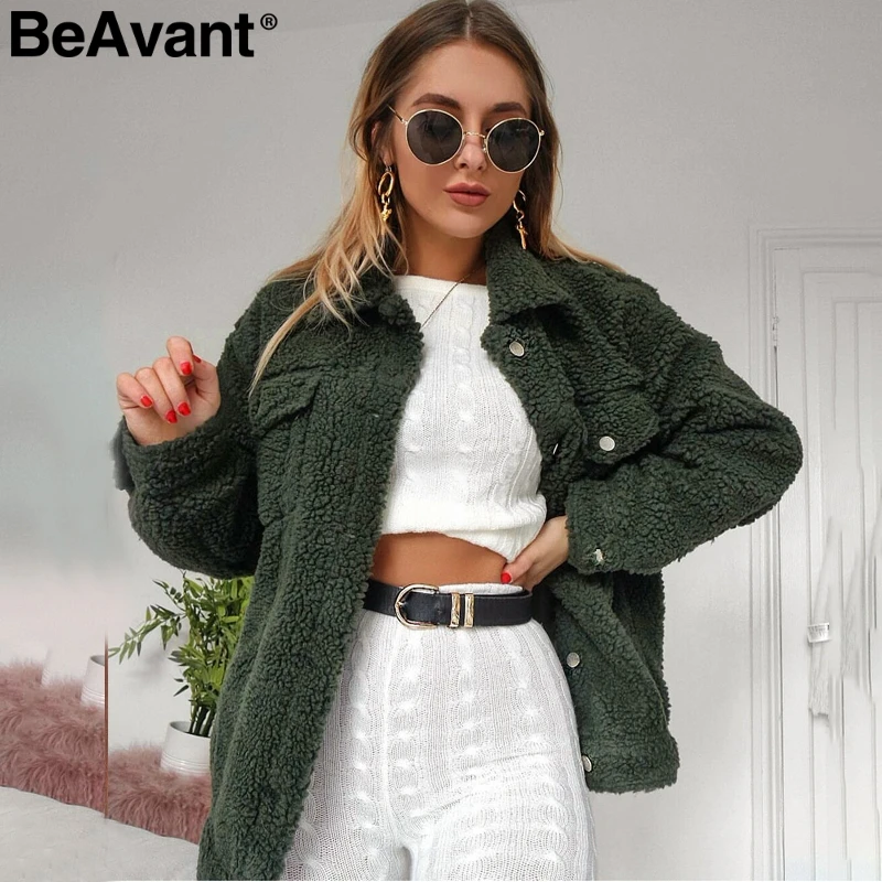 Женская Шуба из овечьей шерсти BeAvant теплая Модная шуба искусственного меха