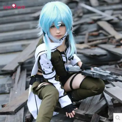  Asada Shino Cosplay Sword Art Online 2 Sinon Military Uwowo Costume Sinonon Green White And Black U