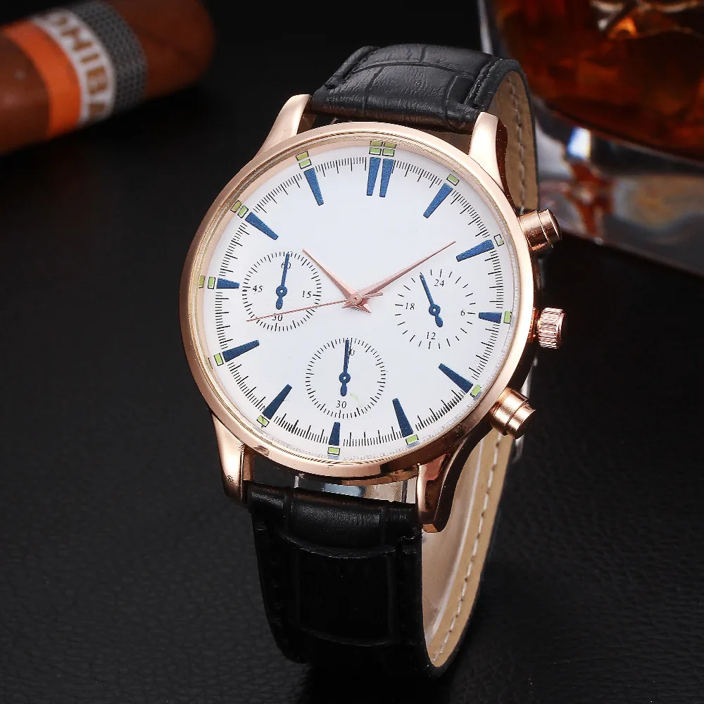 Cheap Hot Sale Men Watch Faux Leather Analog Quartz Wristwatch Simple
