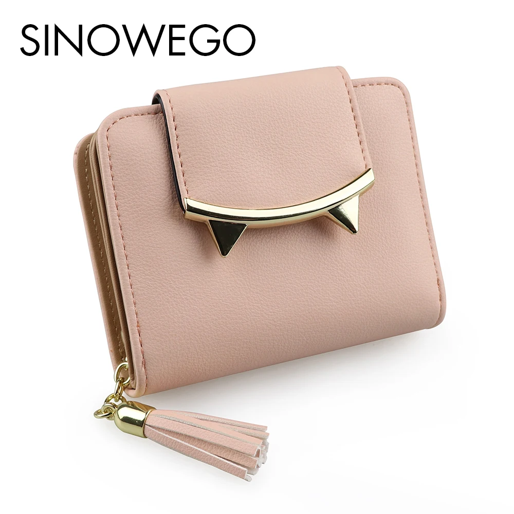 New Fashion Elegant Wallet Women Luxury Brand Famous Designer Simple Cat Tassel Mini Card Holder ...