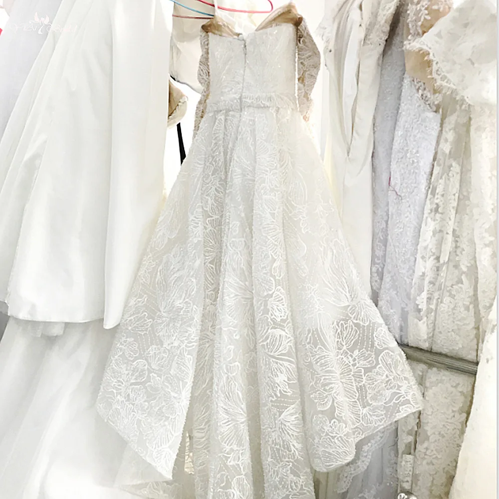 RSW459 Luxury Beaded Long Sleeves Ball Gown Lace Flower Wedding Dress (4)