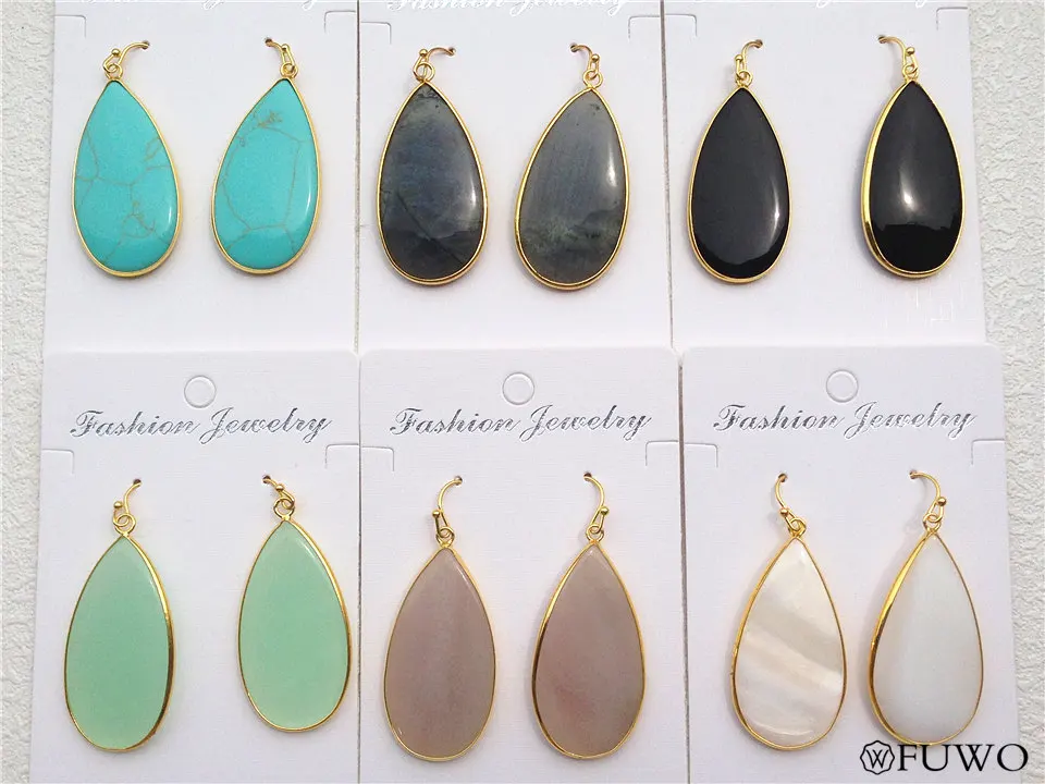 Turquoise triangle arrow kite tear shape natural stone drop earrings 9