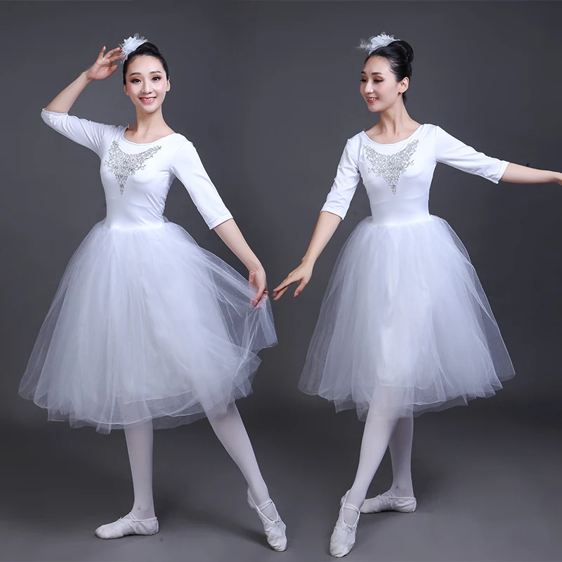 Professional ballet dance wear adult ballet tutu dress women white long ballet dance costumesin