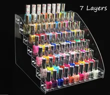 7 Layers detachable Acrylic Nail Polish Rack Makeup Cosmetic Display Shelf Organizer Lipstick Jewelry Displays Stand Holder rack 2016 metal heart nail polish display rack jewelry organizer stand holder makeup storage holder 2tier