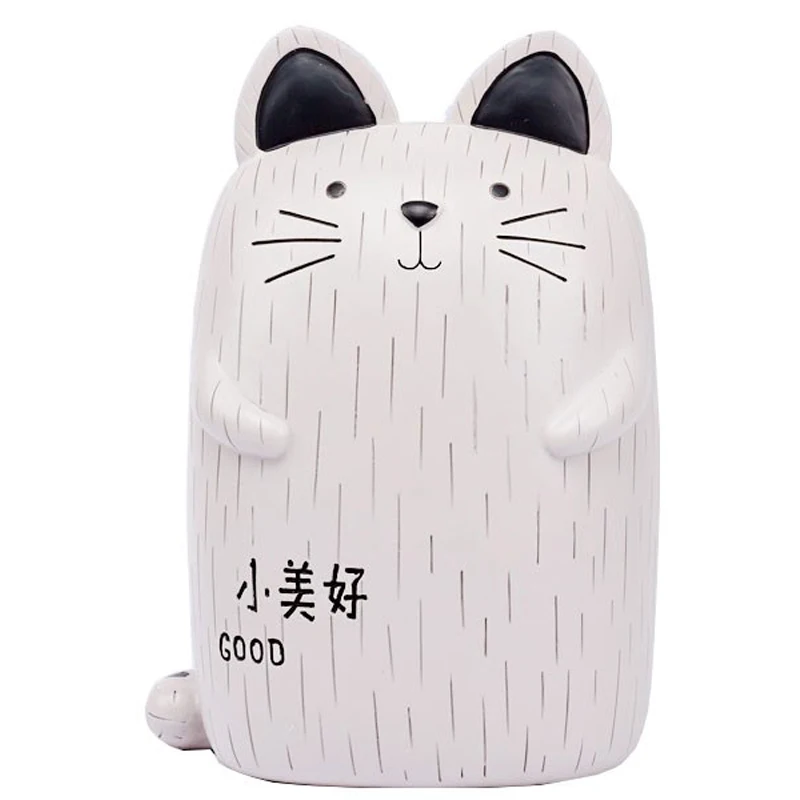 

Creative Black and White Cat Model Piggy Bank Ornaments Cartoon Cat Money Box Home Office Desktop Decoration Crafts Student Gift