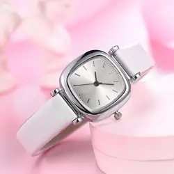 Новый безупречный UP stud дамы кварцевые часы с ремешком темперамент простые модные тонкие ремень небольшой площади Таблица качество белого