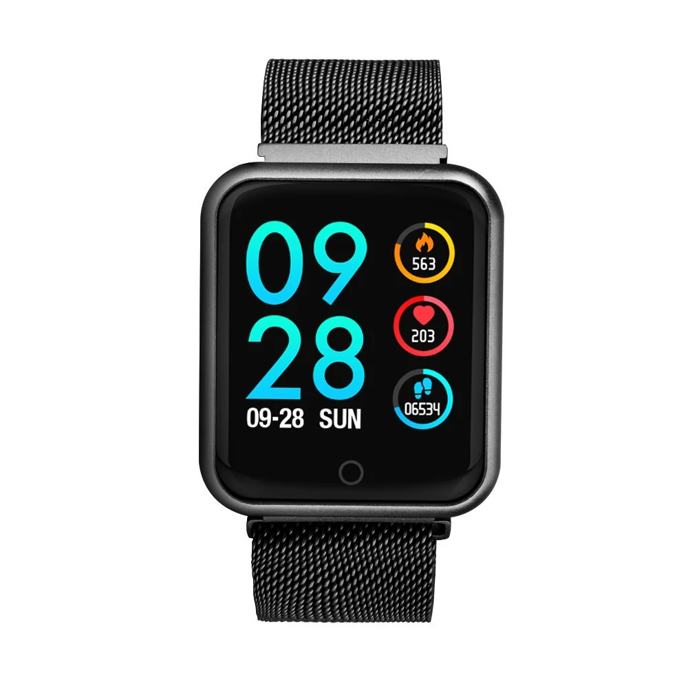 P68 женские smart watch сердечного ритма крови тонометр-оксиметр-пульсометр шаг фитнес трекер Водонепроницаемый smart watch для IOS и Android мужские часы - Цвет: steel black