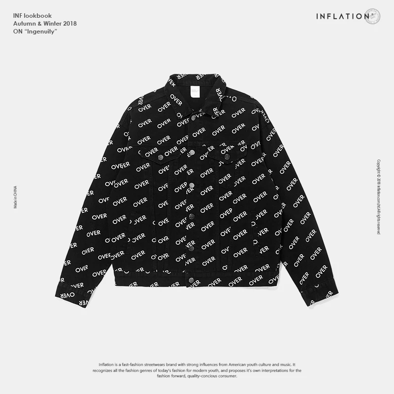 INFLATION 2018 Autumn Letter Printing Denim Jackets Men Hip Hop Clothing long sleeve Mens Streetwear Swag Jeans Jackets 8751W INFLATION 2018 Autumn Letter Printing Denim Jackets Men Hip Hop Clothing long sleeve Mens Streetwear Swag Jeans Jackets 8751W